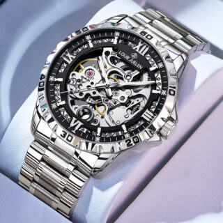 LOUIE JUELEN Men's Skeleton Automatic Mechanical Watch