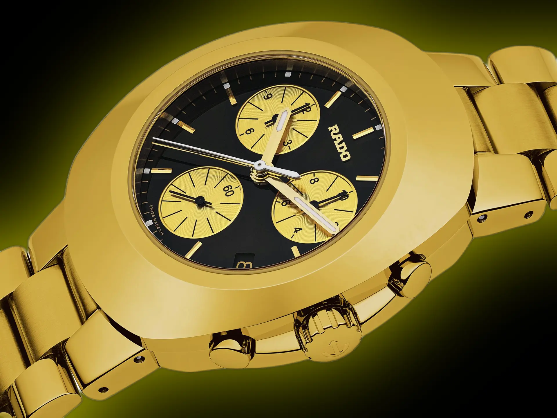 ✨ RADO Gold Dial Black Chronograph Watch - Image 2